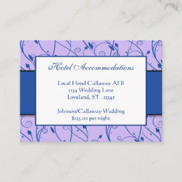 Tarjeta De Recepción Monograma Royal Blue Lilac Floral Swirl Boda