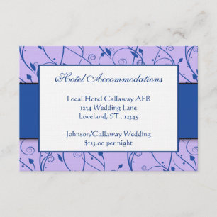 Tarjeta De Recepción Monograma Royal Blue Lilac Floral Swirl Boda