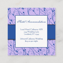 Tarjeta De Recepción Monograma Royal Blue Lilac Floral Swirl Boda