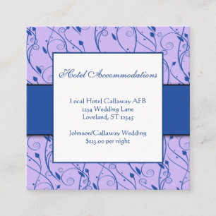 Tarjeta De Recepción Monograma Royal Blue Lilac Floral Swirl Boda