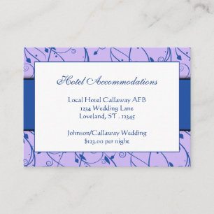Tarjeta De Recepción Monograma Royal Blue Lilac Floral Swirl Boda
