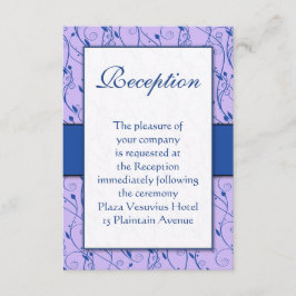 Tarjeta De Recepción Monograma Royal Blue Lilac Swirl Boda