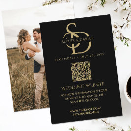 Tarjeta De Recepción Monograma simple Boda Cargar foto Código QR RSVP