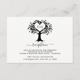Tarjeta De Recepción Monograma simple negro y blanco Boda de árbol del 