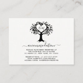 Tarjeta De Recepción Monograma simple negro y blanco Boda de árbol del 