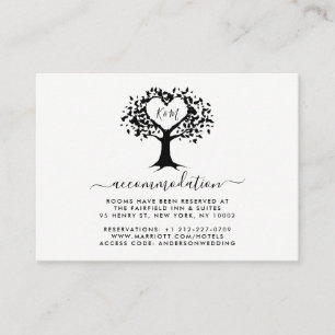 Tarjeta De Recepción Monograma simple negro y blanco Boda de árbol del