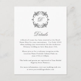 Tarjeta De Recepción Monograma simple y elegante en detalles de marco b