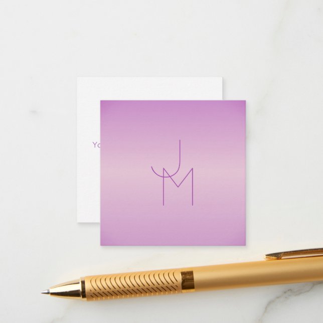 Tarjeta De Recepción Monograma único superpuesto | Lavanda suave rosa (Anverso/Reverso In Situ)