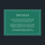 Tarjeta De Recepción Monograma verde esmeralda simple matrimonio elegan<br><div class="desc">Una sencilla tarjeta de gabinete boda con un diseño moderno y elegante con sus detalles rodeados de un delgado borde. Todo el texto está en blanco sobre un fondo verde esmeralda. Las fuentes y los colores de fondo pueden cambiarse a los colores que desee pulsando el botón "personalizar". Una moda...</div>