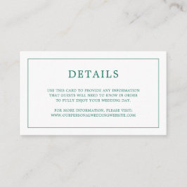 Tarjeta De Recepción Monograma verde esmeralda simple matrimonio elegan