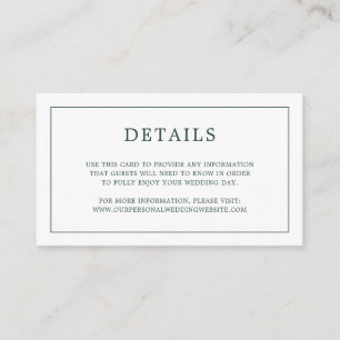 Tarjeta De Recepción Monograma verde forestal simple matrimonio elegant