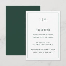 Tarjeta De Recepción Monograma verde forestal simple matrimonio elegant