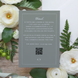 Tarjeta De Recepción Monograma verde sabio CÓDIGO QR Boda elegante