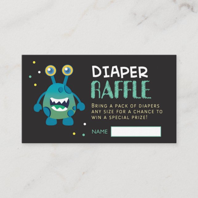 Tarjeta De Recepción Monster Diaper Raffle Ticket (chico) (Anverso)