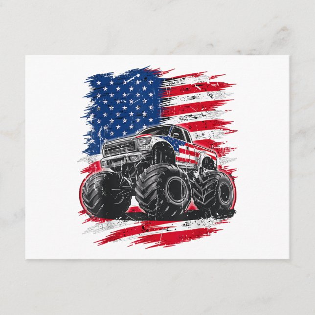 Tarjeta De Recepción Monster Truck Bandera de Estados Unidos (Anverso)
