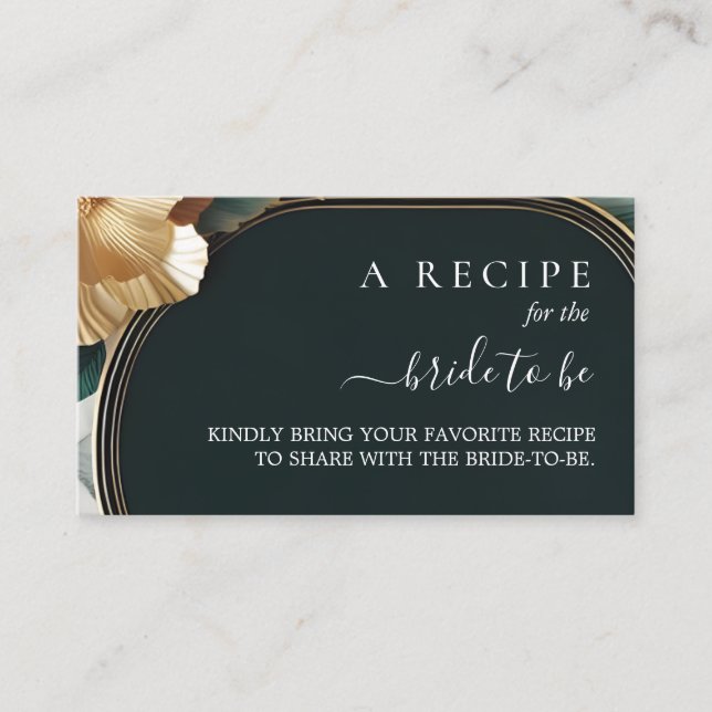 Tarjeta De Recepción Monstera Emerald Green Y Gold Brillante (Anverso)