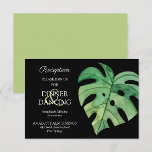 Tarjeta de recepción Monstera Tropical Black Weddi
