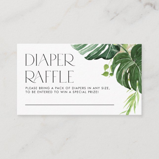 Tarjeta De Recepción Monstera Tropical Summer Baby Shower Diaper Raffle (Anverso)