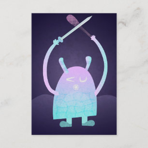 Tarjeta De Recepción Monstruo Azul Pequeño y Lindo