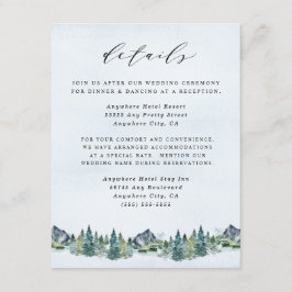Tarjeta De Recepción Montaña acuarela Elegante Boda temático rústico
