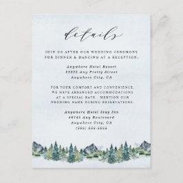 Tarjeta De Recepción Montaña acuarela Elegante Boda temático rústico