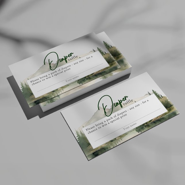 Tarjeta De Recepción Montañas acuáticas Diaper Raffle Baby Shower (Subido por el creador)