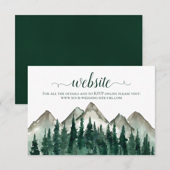 Tarjeta De Recepción Montañas acuáticas rusticas y sitio web de Bodas d (Anverso / Reverso)