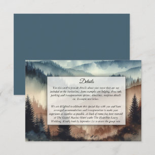 Tarjeta De Recepción Montañas Azul Polvoriento y Marrón Mocha