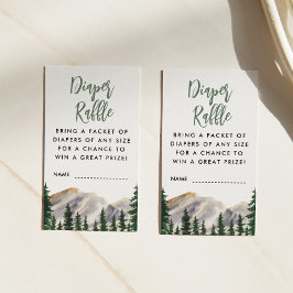 Tarjeta De Recepción Montañas de acuarela de Diaper Raffle