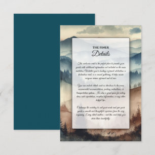 Tarjeta De Recepción Montañas de azul polvoriento y marrón moca