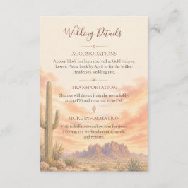 Tarjeta De Recepción Montañas de la Superstición Bodas en el Desierto d