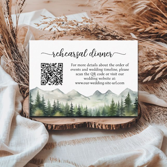 Tarjeta De Recepción Montañas Pines Código QR Ensayo Cena (Subido por el creador)