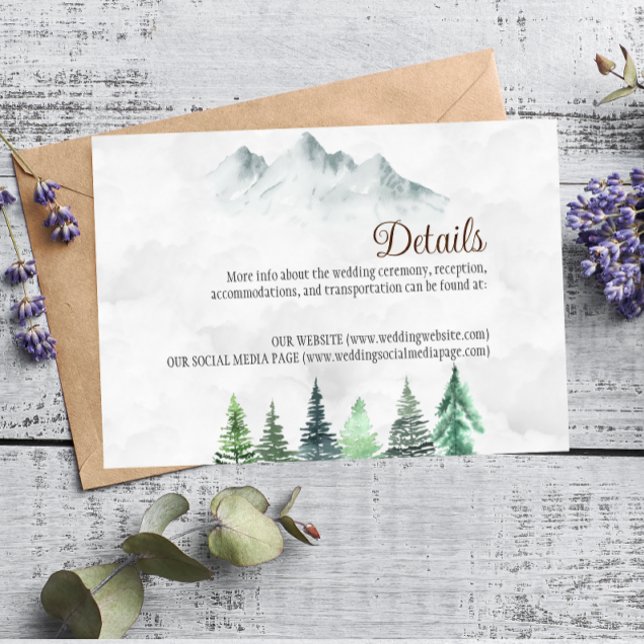 Tarjeta De Recepción Montañas rusas y acuarela forestal (Subido por el creador)