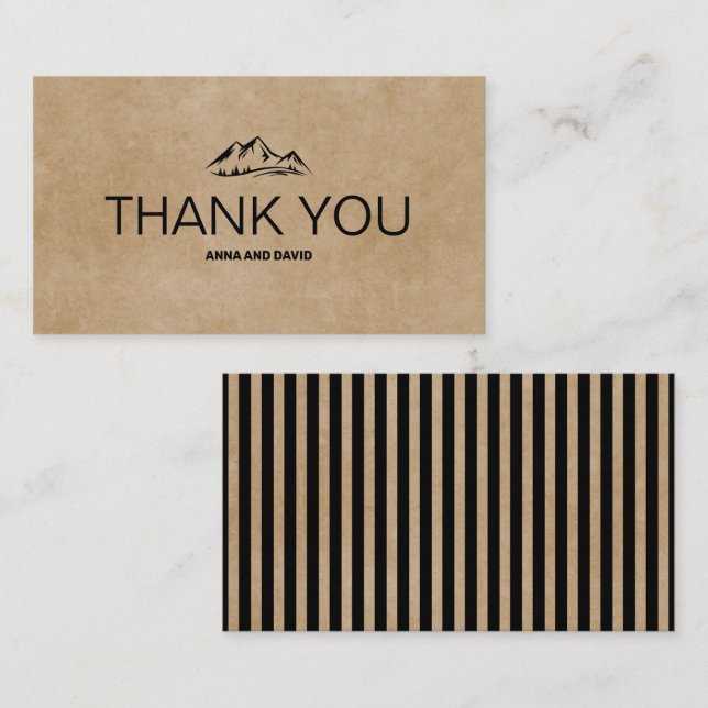 Tarjeta De Recepción Montañas rusticas de papel marrón gracias carta (Anverso / Reverso)