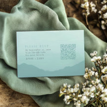 Montañas verdes blandas boda rsvp con código qr