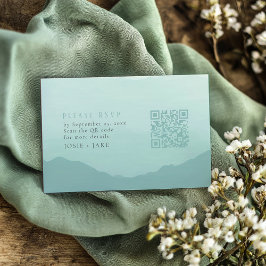 Tarjeta De Recepción Montañas verdes blandas boda rsvp con código qr