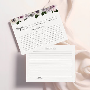 Tarjeta De Recepción Moody Anemone y Purple Floral Bridal Shower Receta