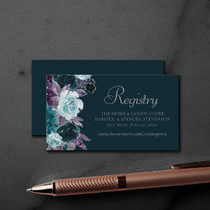 Tarjeta De Recepción Moody Boho   Registro Verde azulado Profundo de Pú