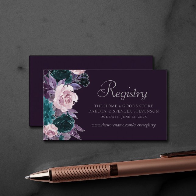 Tarjeta De Recepción Moody Boho | Registro Verde azulado Púrpura De La  (Subido por el creador)