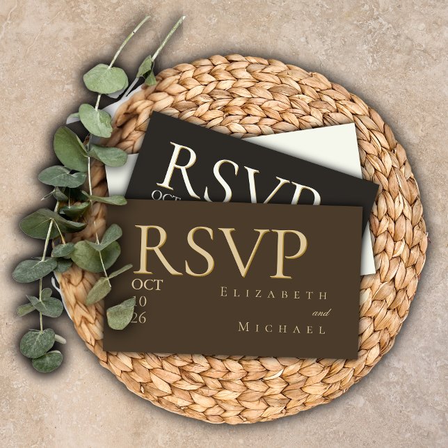 Tarjeta De Recepción Moody Coffee Minimalist Boho Wedding RSVP Response (Subido por el creador)