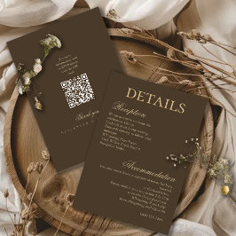 Tarjeta De Recepción Moody Coffee Minimalist Script Wedding Details