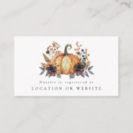 Tarjeta De Recepción Moody Fall Floral Bridal Shower Registry