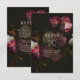 Tarjeta De Recepción Moody Floral Wedding Dark Romantic RSVP