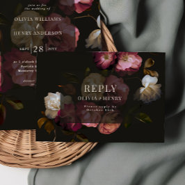 Tarjeta De Recepción Moody Floral Wedding Dark Romantic RSVP