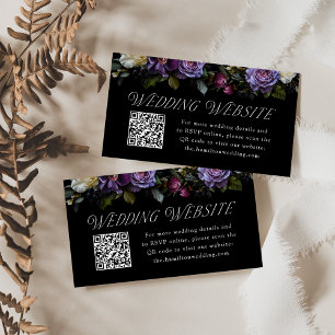 Tarjeta De Recepción Moody Gothic Boda Floral Sitio Web QR Código
