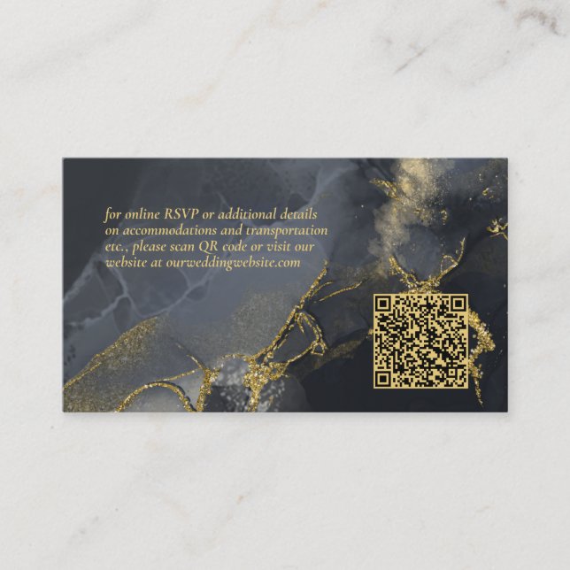 Tarjeta De Recepción Moody Ink Charcoal Gold Resumen Sitio web ID988 (Anverso)
