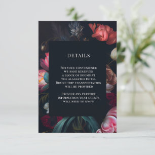 Tarjeta De Recepción Moody Painterly Peony Boda Floral