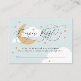 Tarjeta De Recepción Moon and Stars Blue Diaper Raffle Baby Shower Encl