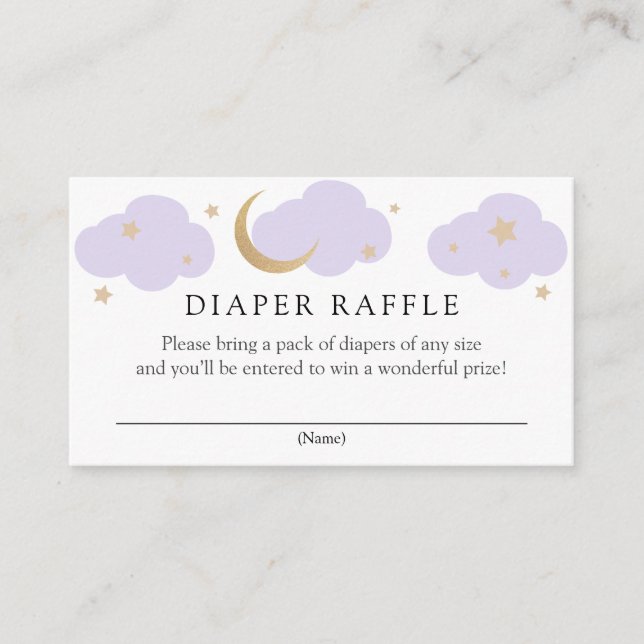 Tarjeta De Recepción Moon and Stars Diaper Raffle insert card (Anverso)