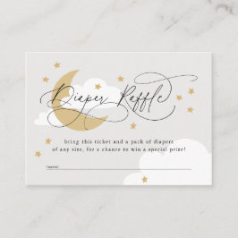 Tarjeta De Recepción Moon and Stars Gray Diaper Raffle Baby Shower